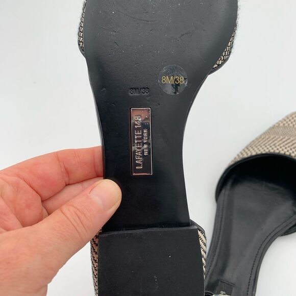 Lafayette 148 New York D’Orsay Black and Cream Patterned Flats Womans size 8/38 - Picture 11 of 13